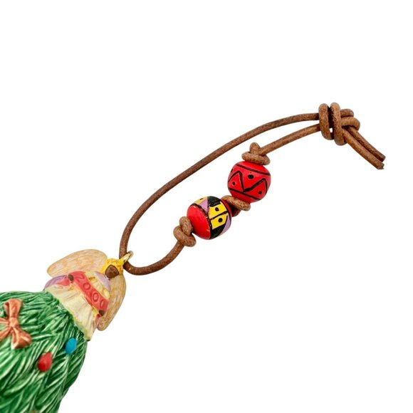 Vtg 2000 Hallmark Keepsake Ornament Angel Blessed Tree Beaded Leather Strap - Picture 3 of 11